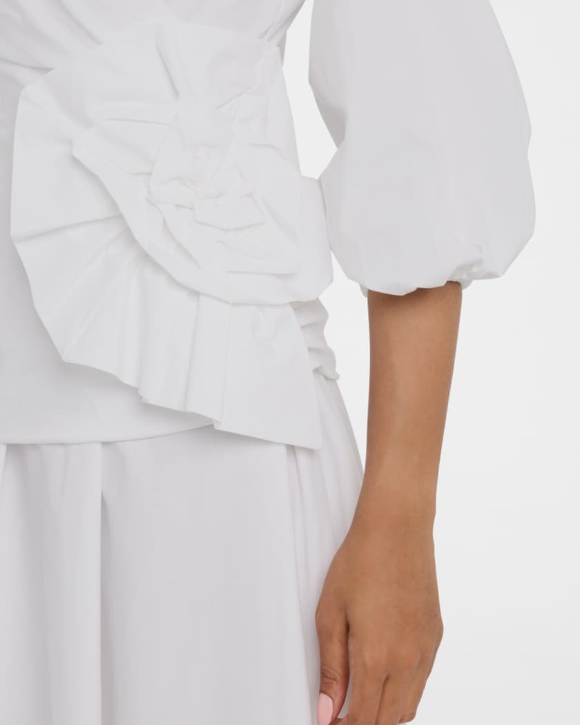 Flower-Embellished Stretch Cotton Maxi Dress
