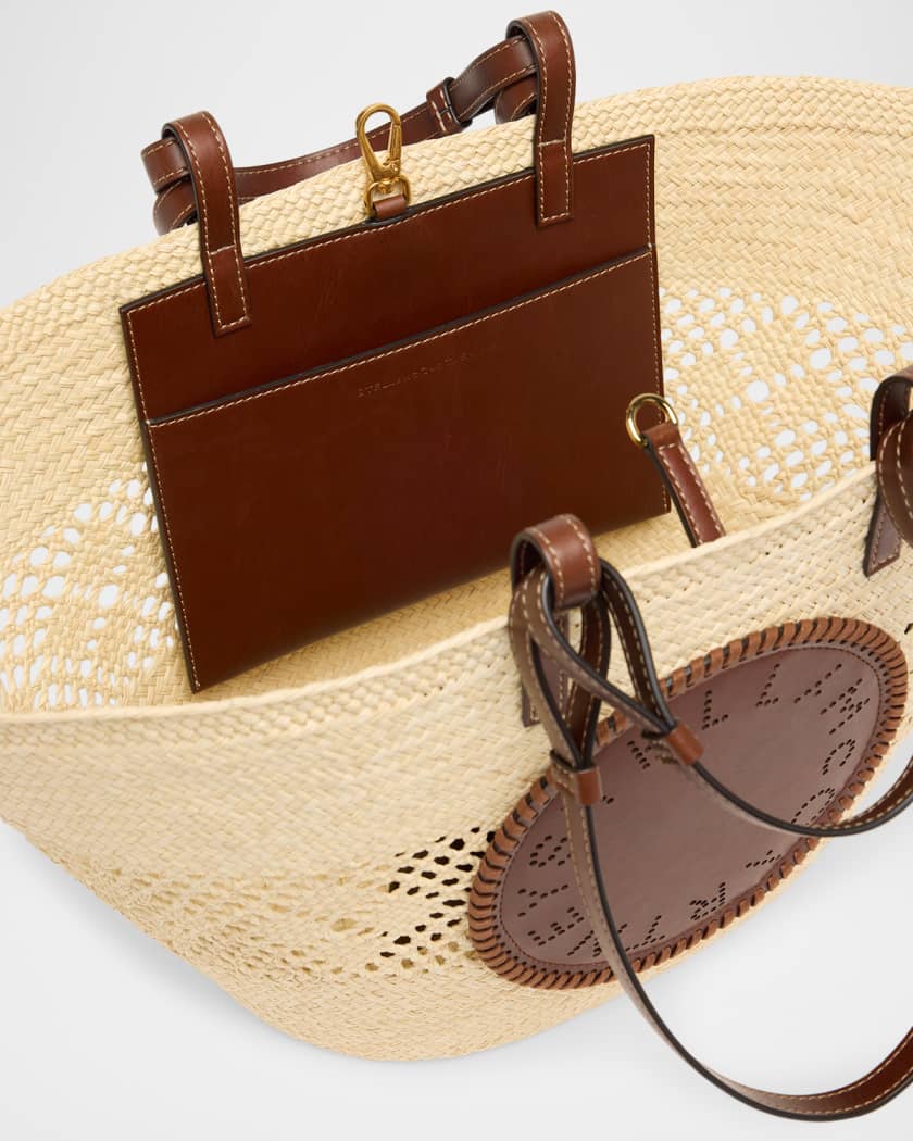 Stella McCartney Small Logo Raffia Basket Tote Bag | Neiman Marcus