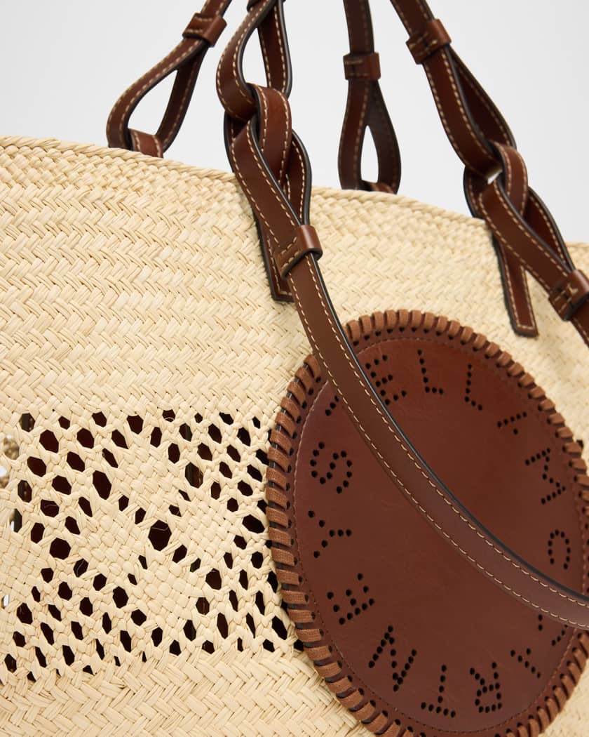 Stella McCartney Small Logo Raffia Basket Tote Bag | Neiman Marcus