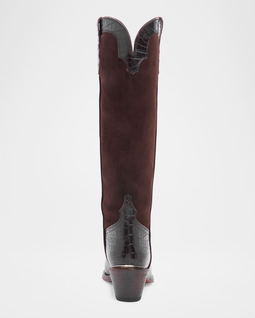 Mira Mixed Leather Western Knee Boots