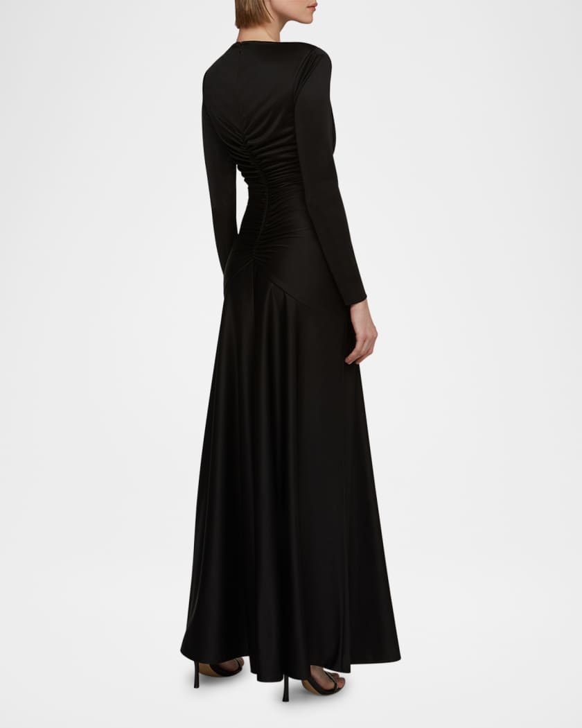 Thea Ruched Glossy Jersey Gown