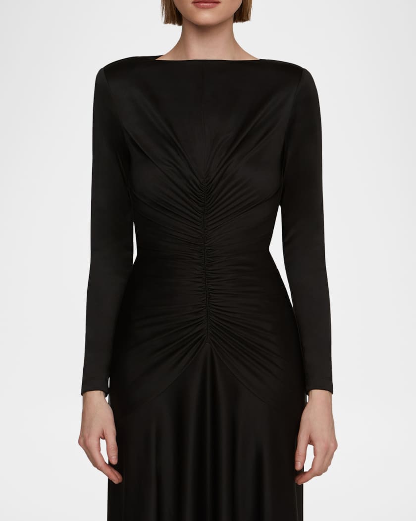 Thea Ruched Glossy Jersey Gown