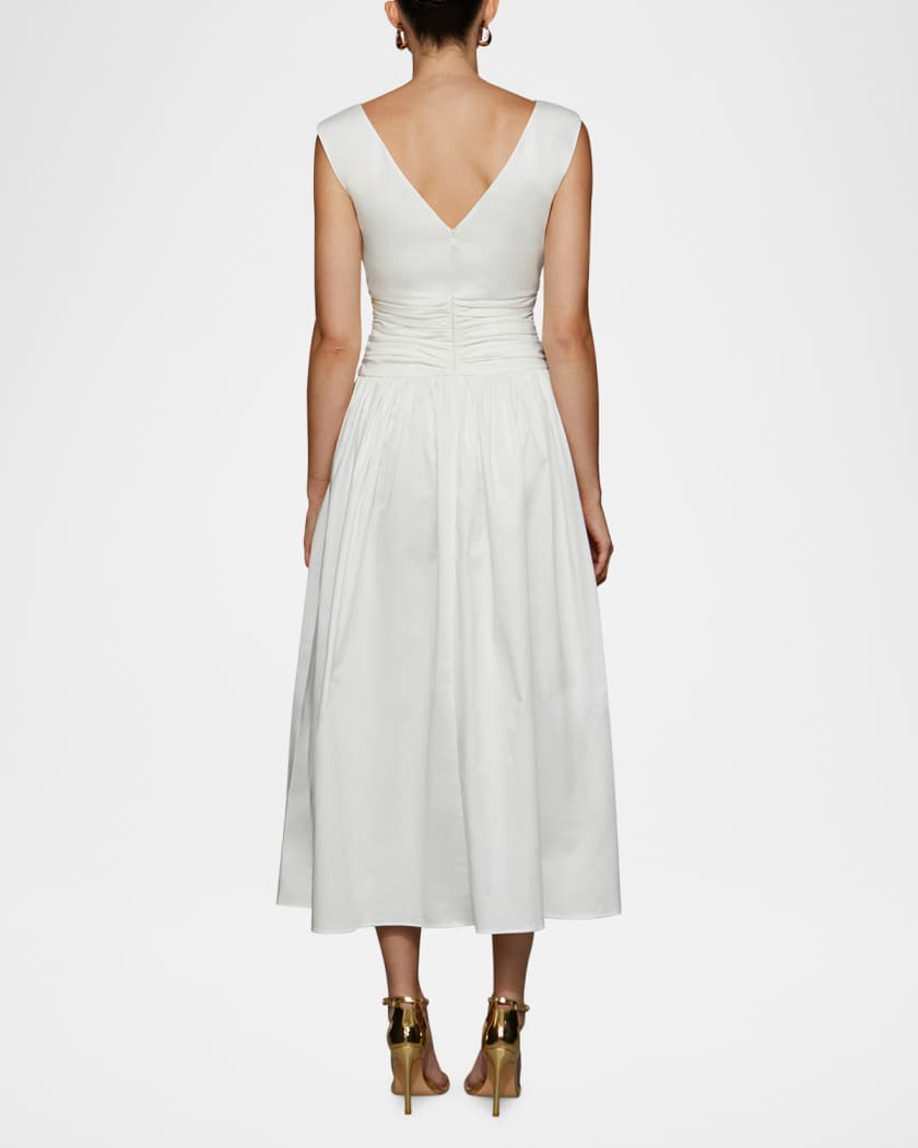 Imani Ruched Cotton Poplin Midi Dress