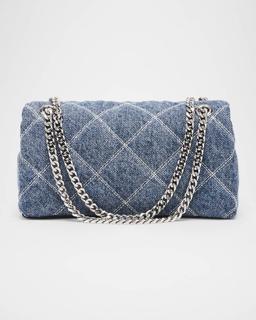 Dual Quilted Denim Crossbody Bag