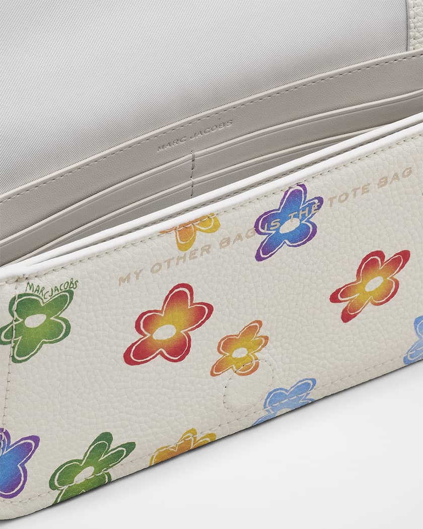 Wild Daisy-Print Leather Crossbody Bag