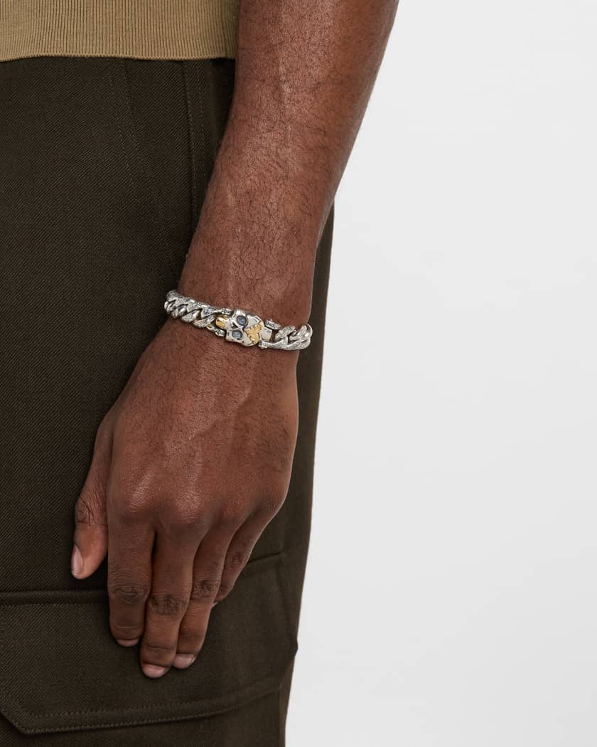 Men's Hydra Sterling Silver and 18K Gold Skull Bracelet