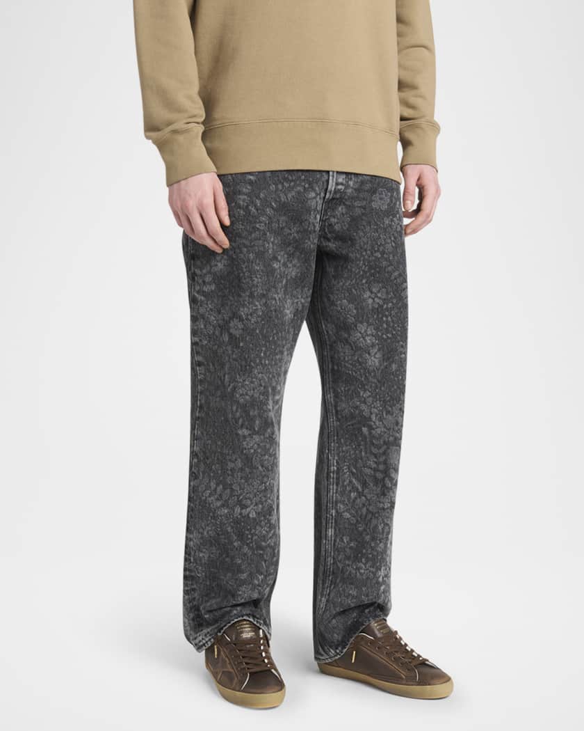 Men's Embossed Star Leather Low-Top Sneakers