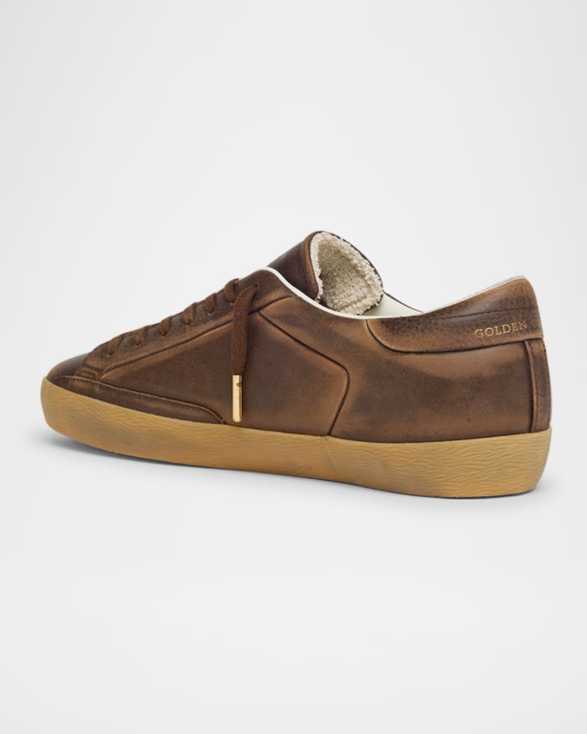 Men's Embossed Star Leather Low-Top Sneakers