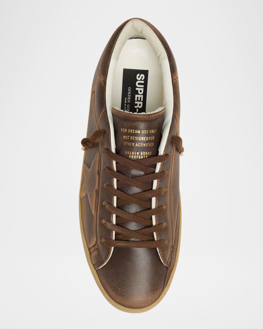 Men's Embossed Star Leather Low-Top Sneakers