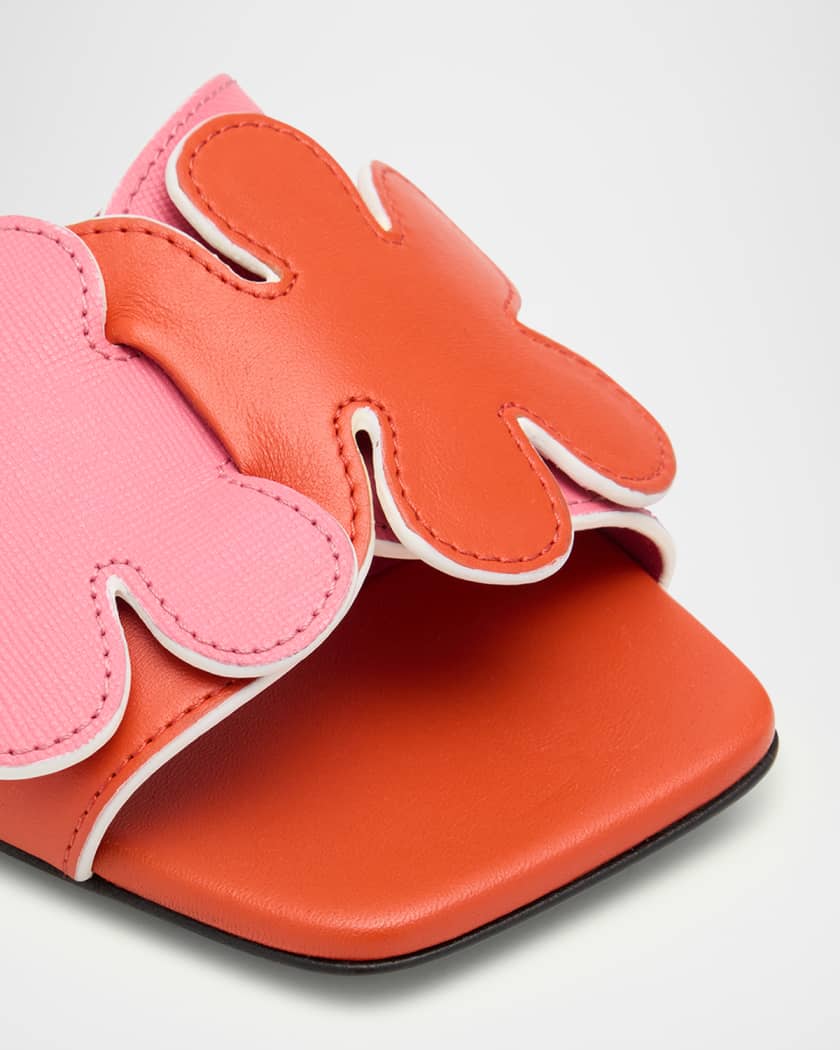 Marni Flower Leather Slide Sandals | Neiman Marcus