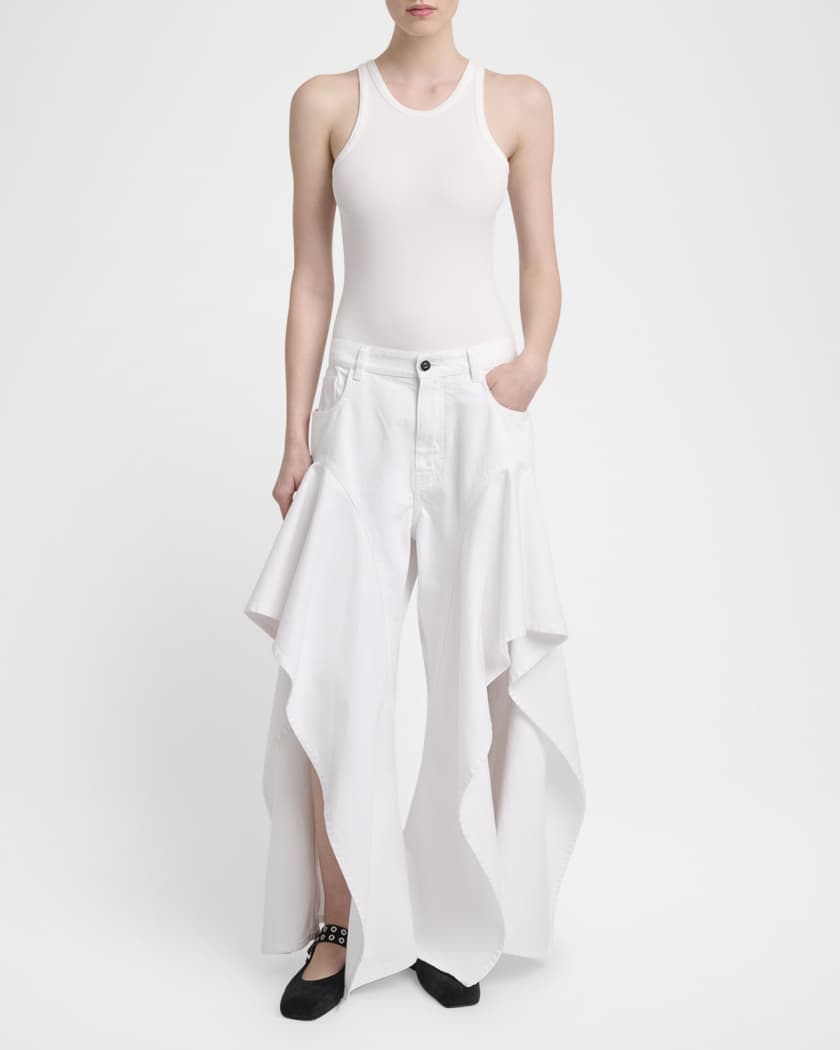 Ruffle Slit Jeans 