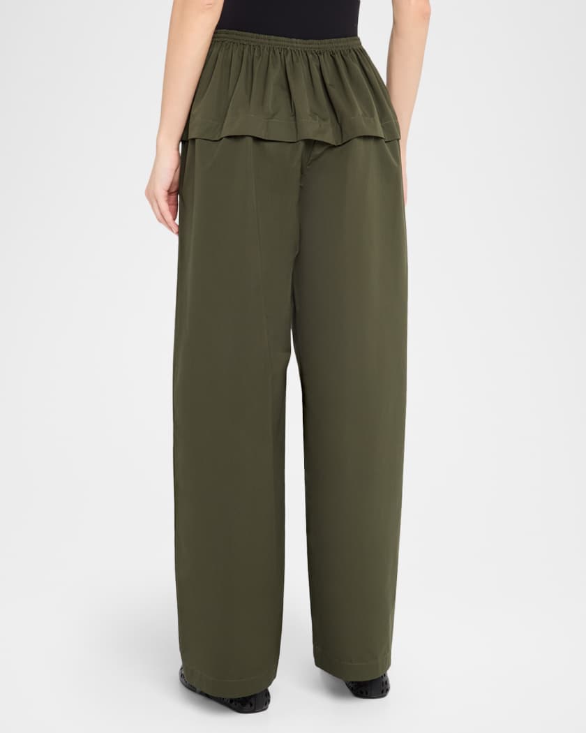 パンツ Alaia Peplum Trousers In Poplin ALAIA Peplum Wide-Leg Drawstring Pants | Neiman Marcus