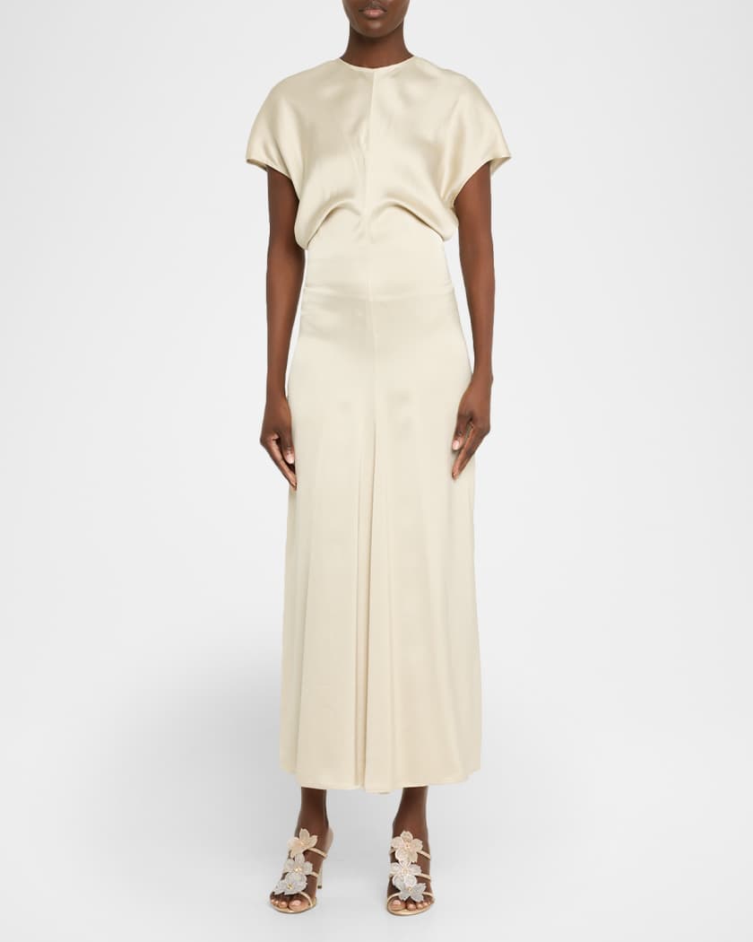 Floraine Crystal Flower Satin Cage Slide Sandals