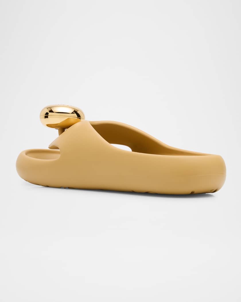 Pebble Patent Toe-Post Slide Sandals