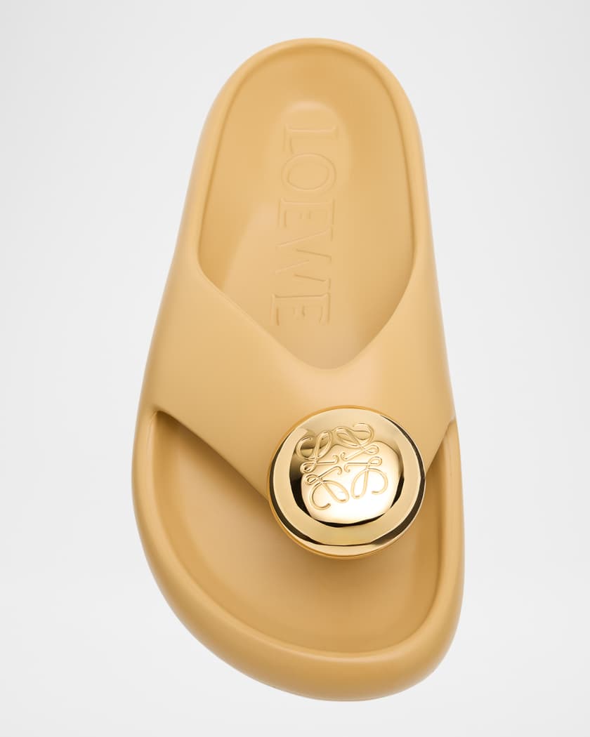 Pebble Patent Toe-Post Slide Sandals