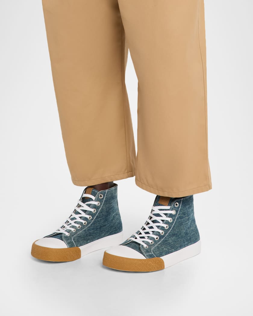 Men's Bloc Denim High-Top Sneakers