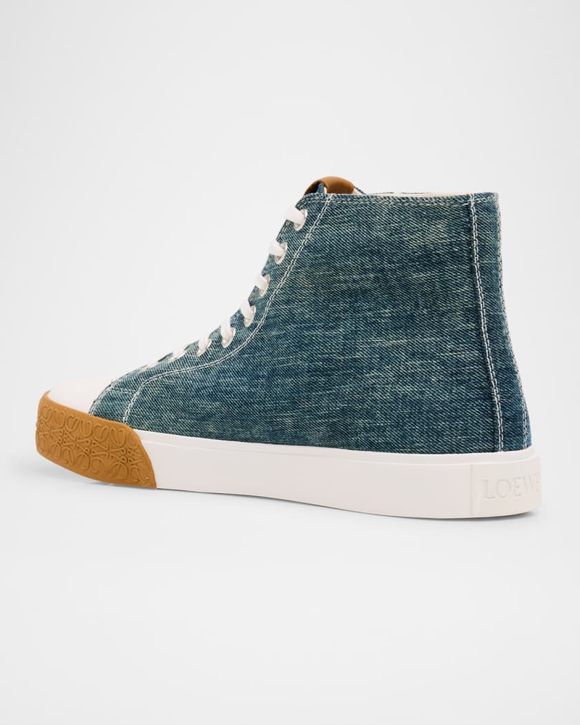 Men's Bloc Denim High-Top Sneakers