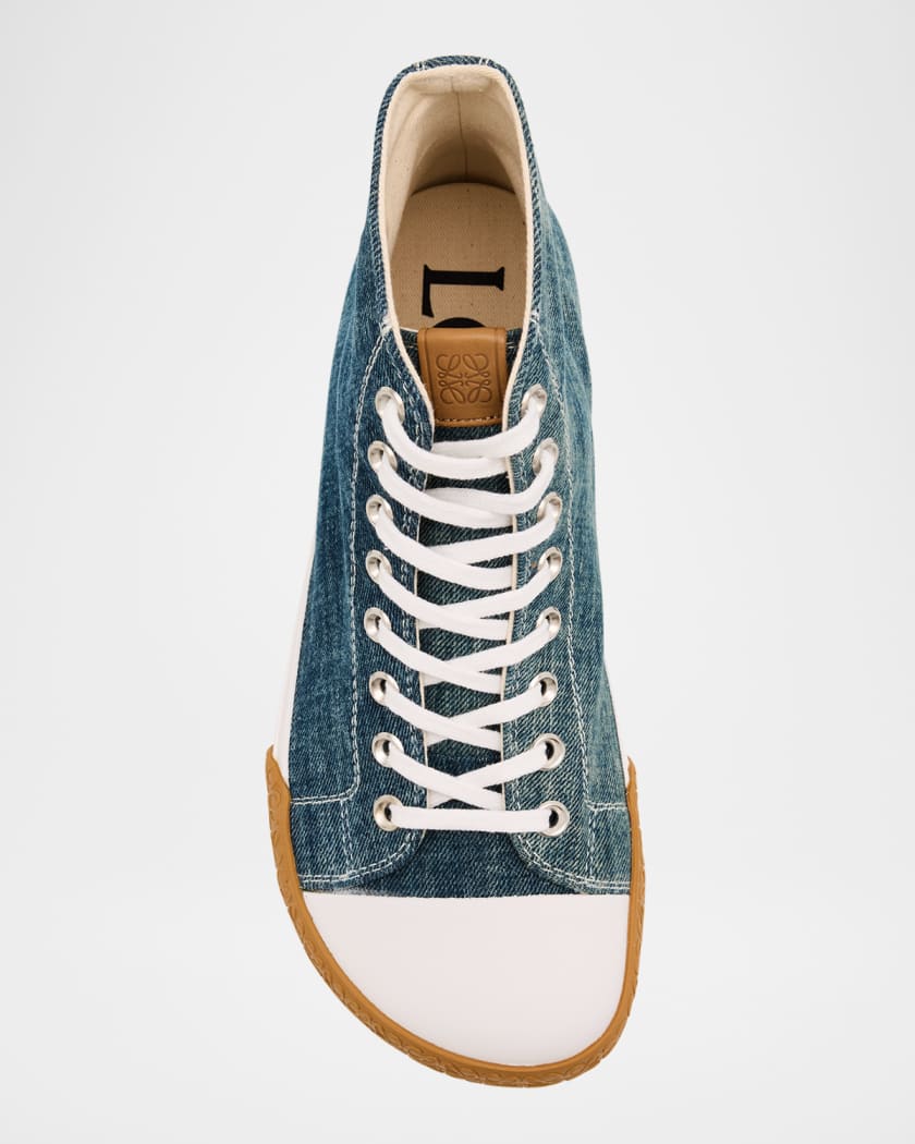 Men's Bloc Denim High-Top Sneakers