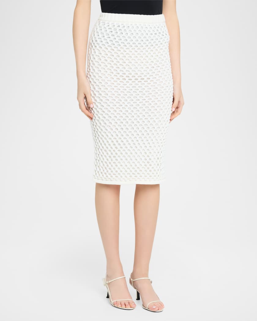 Spice Crystal Striped Crochet Knit Midi Skirt | Neiman Marcus
