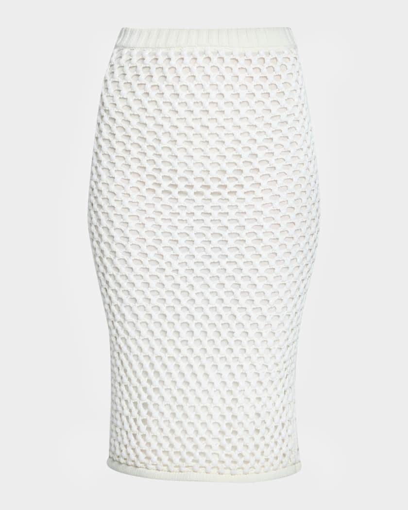 Spice Crystal Striped Crochet Knit Midi Skirt | Neiman Marcus
