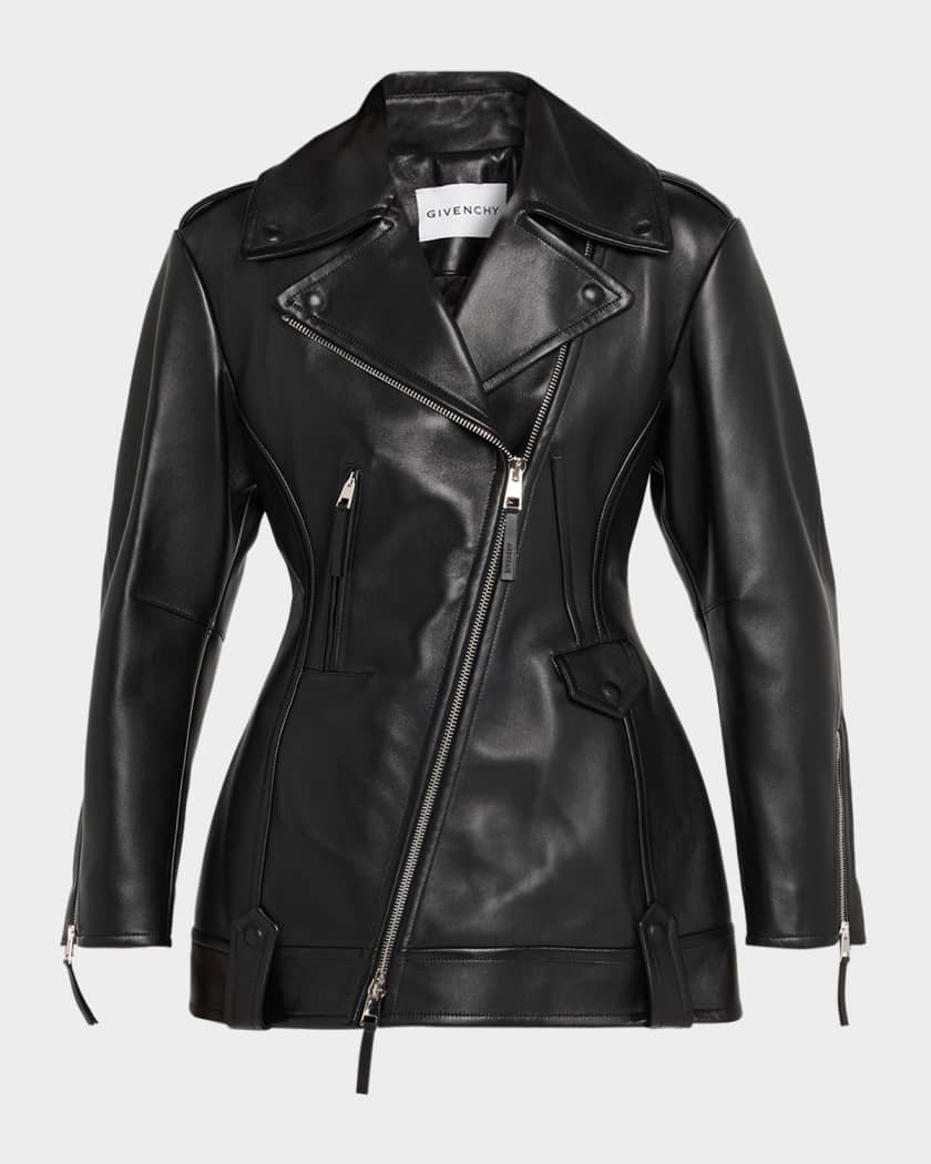 Givenchy Leather Cocoon Waisted Biker Jacket | Neiman Marcus