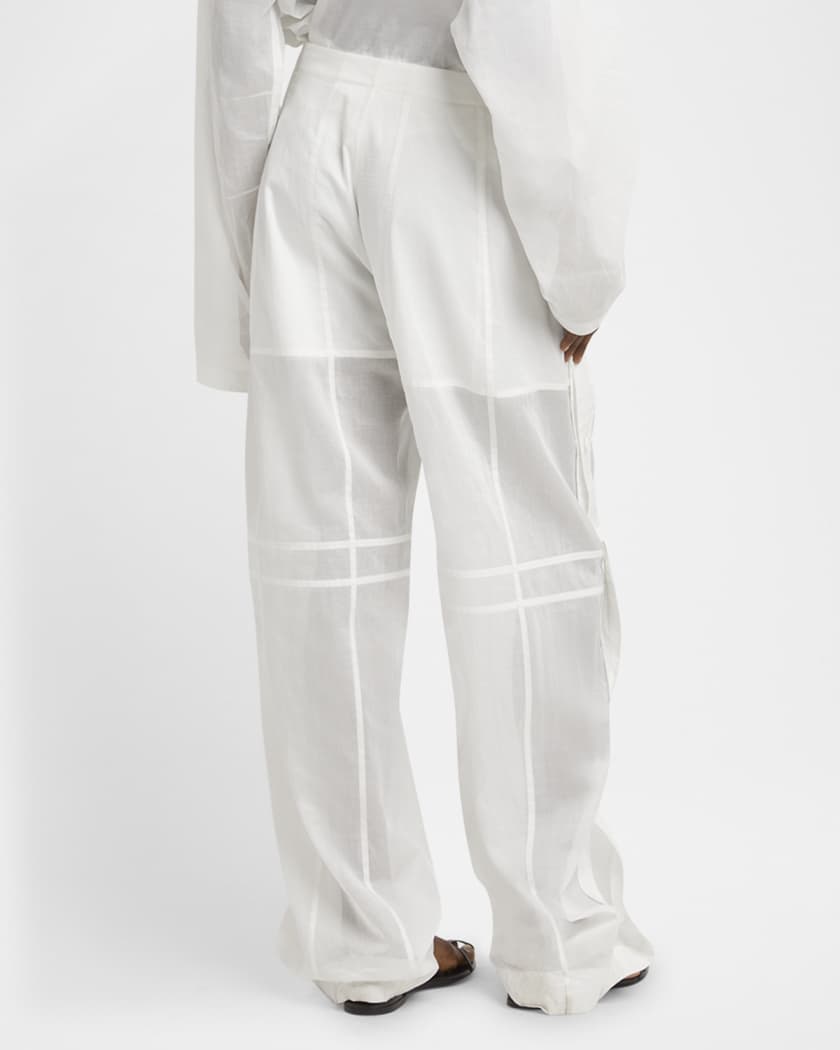Jil Sander Button-Side Relaxed Straight-Leg Paneled Pants