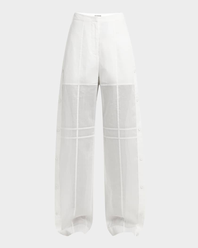 Jil Sander Button-Side Relaxed Straight-Leg Paneled Pants