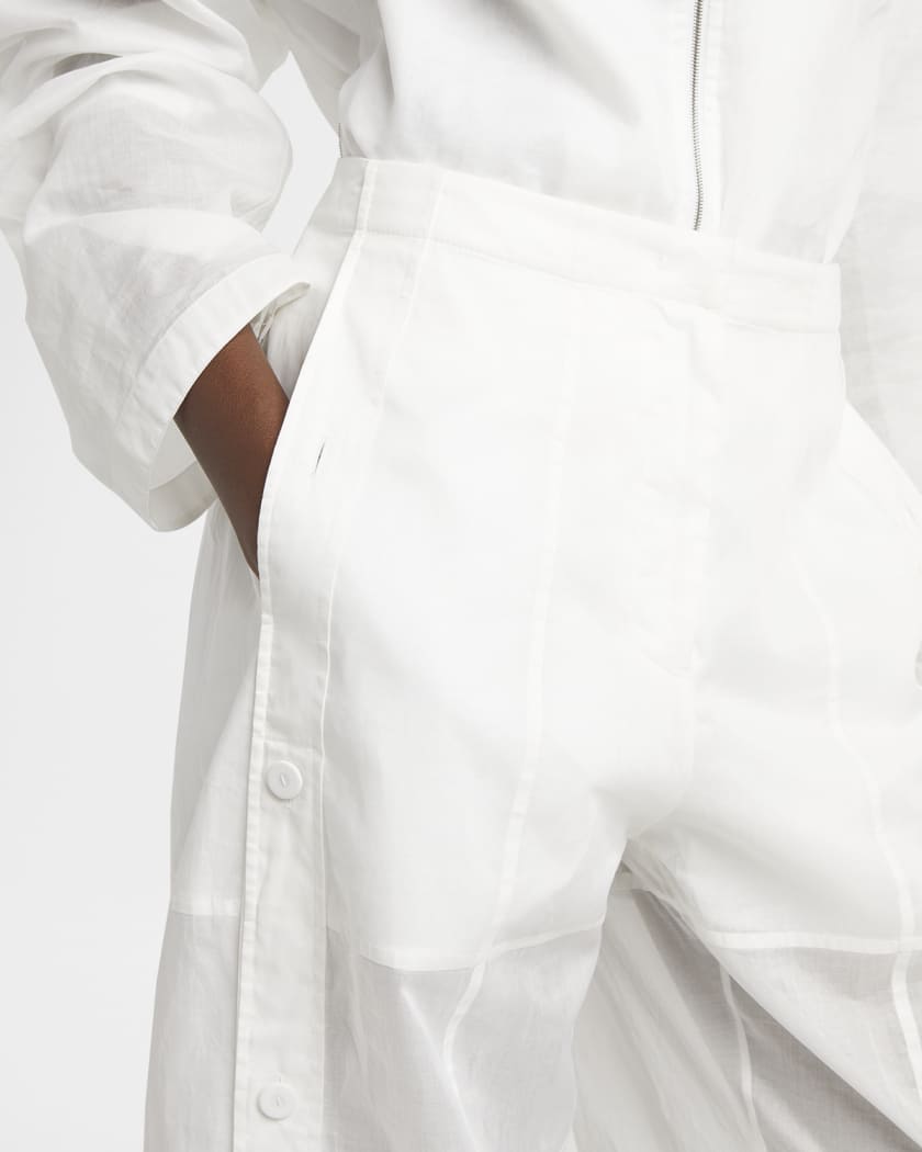 Jil Sander Button-Side Relaxed Straight-Leg Paneled Pants