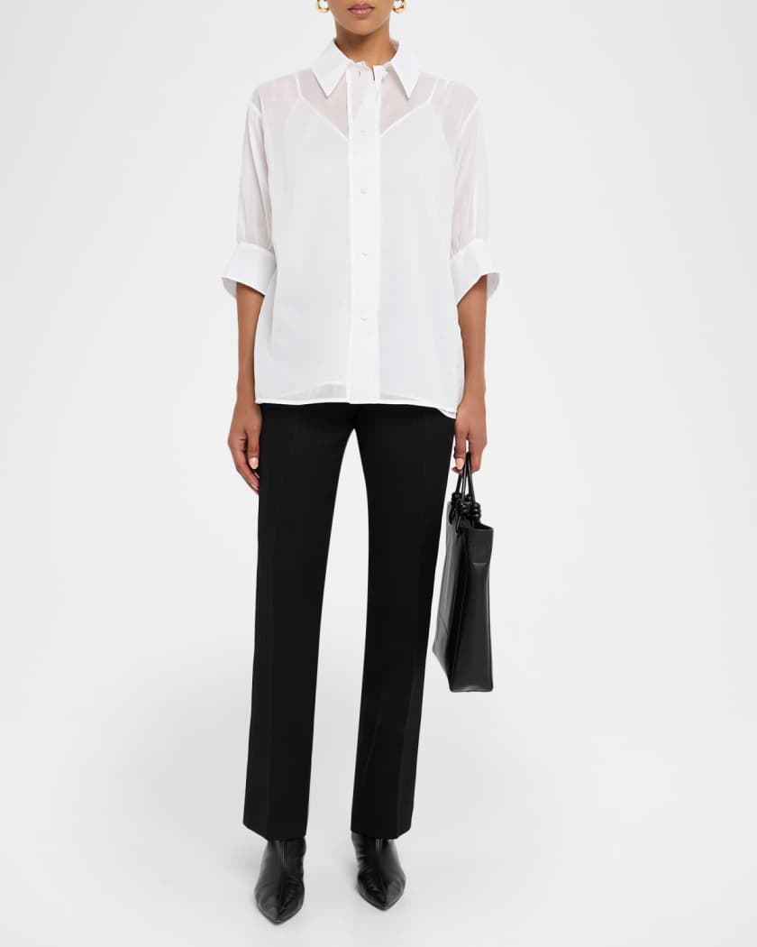 Jil Sander Slim-Leg Split-Hem Trousers | Neiman Marcus