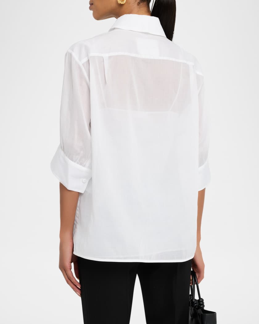 Jil Sander Volume Short-Sleeve Cotton Boxy Shirt | Neiman Marcus