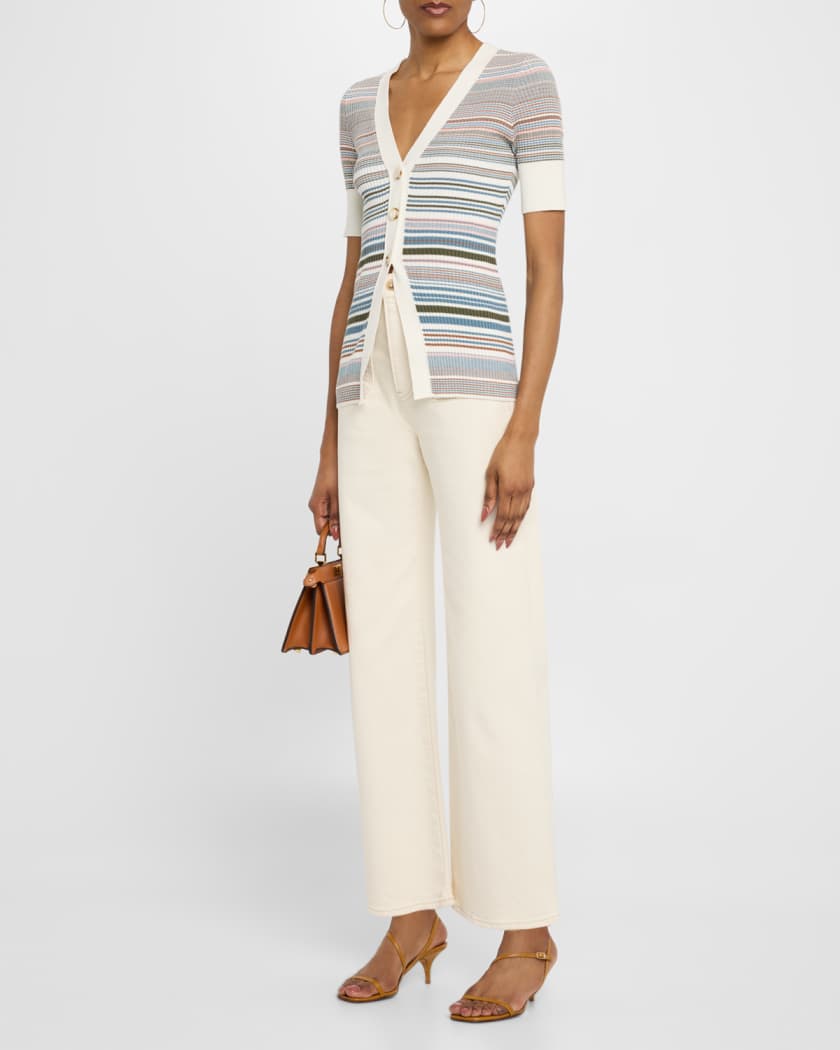 Fawne Stripe Short-Sleeve Cardigan