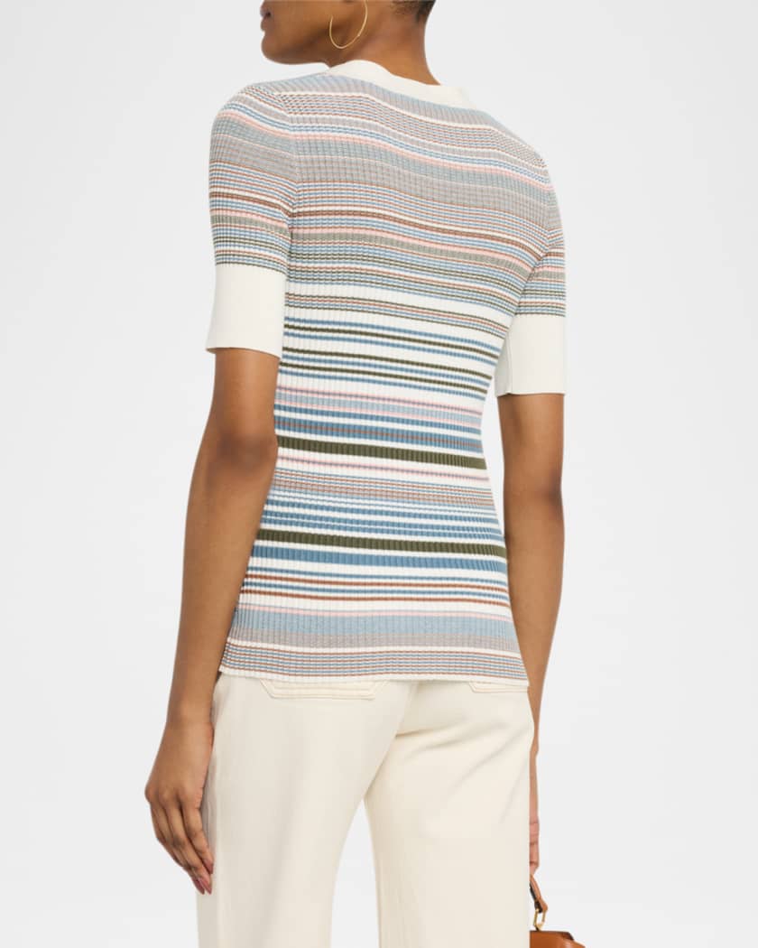 Fawne Stripe Short-Sleeve Cardigan