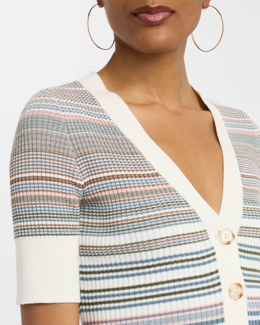 Fawne Stripe Short-Sleeve Cardigan