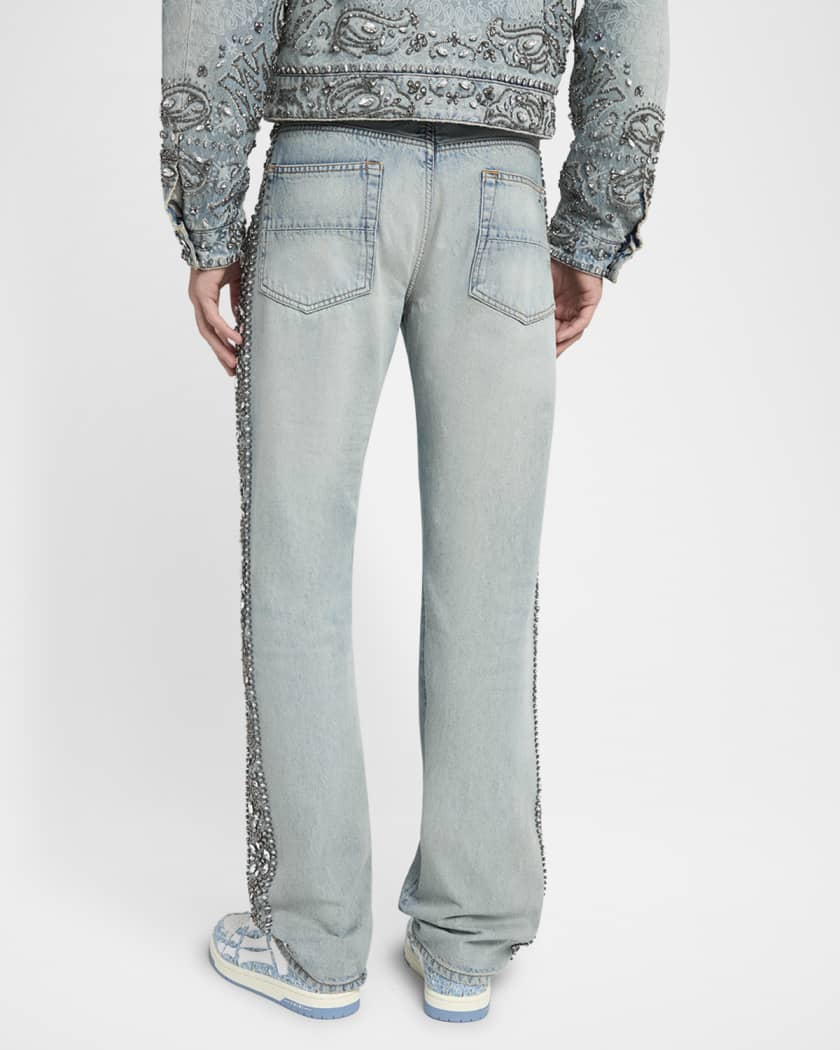 Men's Straight-Fit Crystal Bandana Jeans