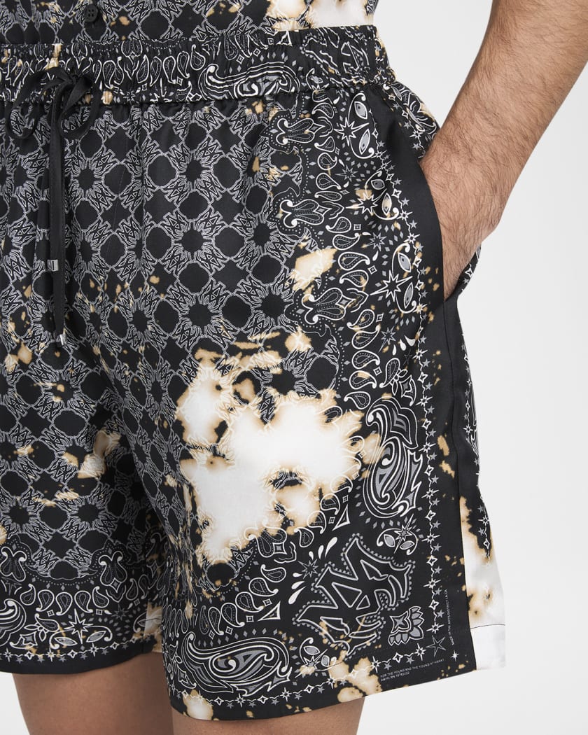 Men's Silk Bleach Bandana Pull-On Shorts