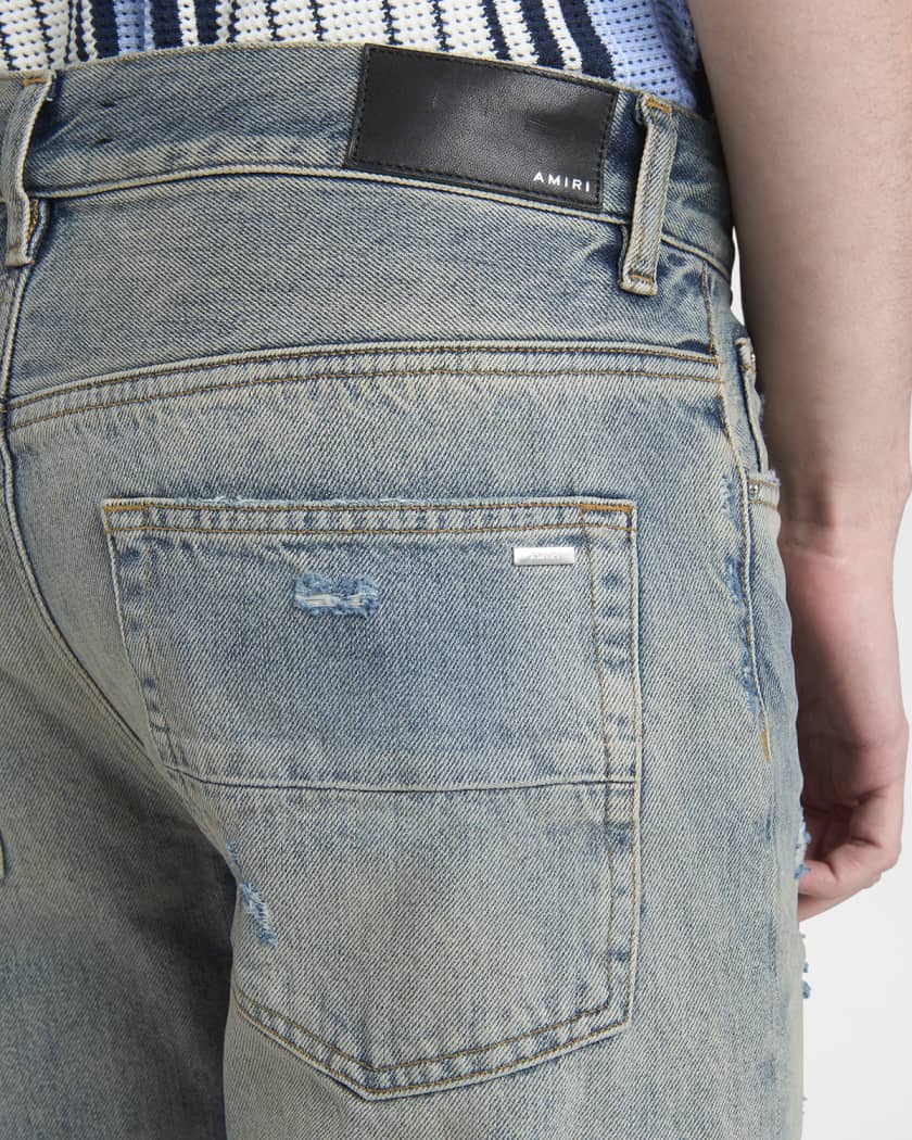 Men's MX1 Distressed Jeans with Pleated Suede