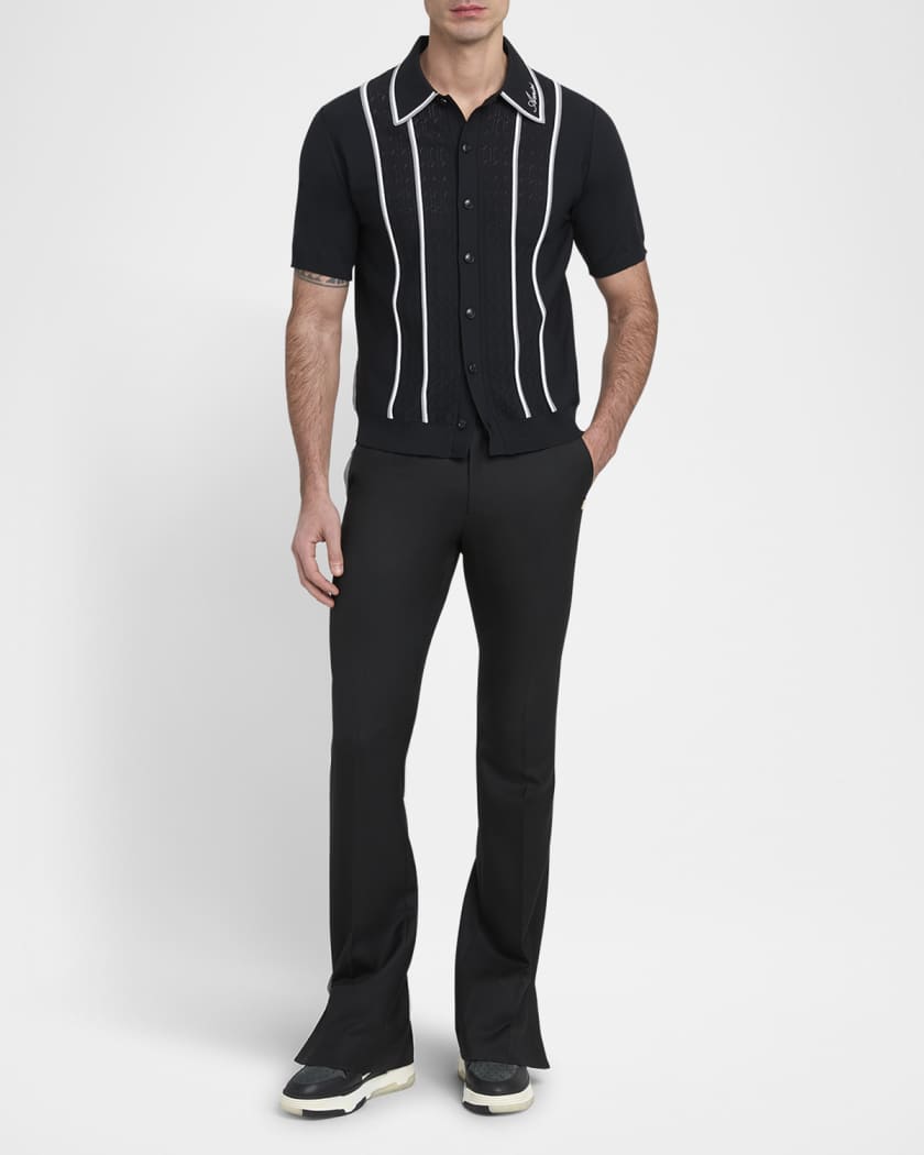 Men's Button-Front Script Stripe Shirt