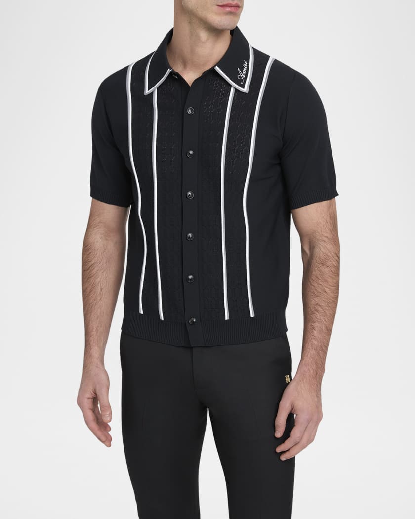 Men's Button-Front Script Stripe Shirt