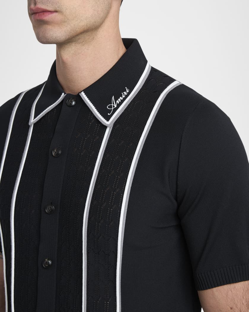 Men's Button-Front Script Stripe Shirt
