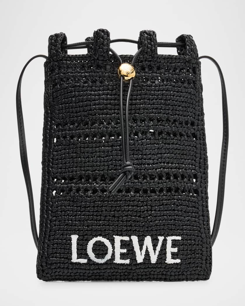 Loewe Drawstring Pocket Crossbody Bag in Raffia | Neiman Marcus