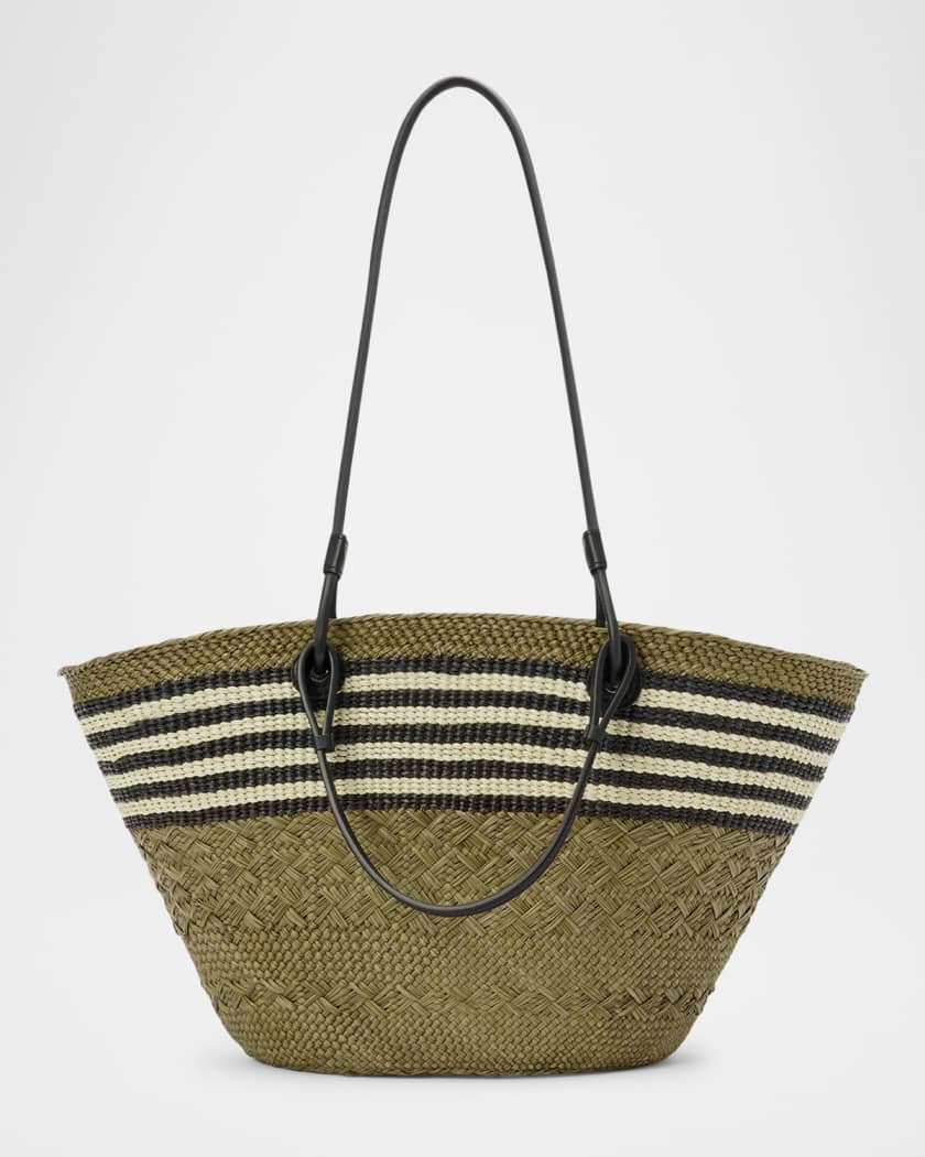 x Paula’s Ibiza Medium Anagram Striped Basket Tote Bag in Straw
