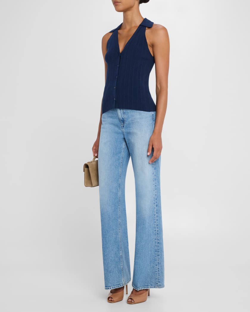 Noellia Pleated Knit Polo Tank Top