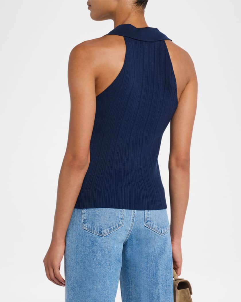 Noellia Pleated Knit Polo Tank Top