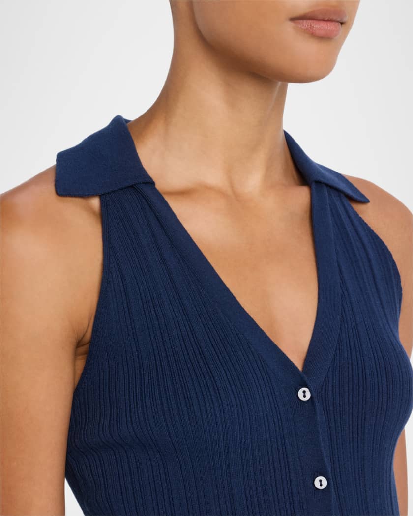 Noellia Pleated Knit Polo Tank Top