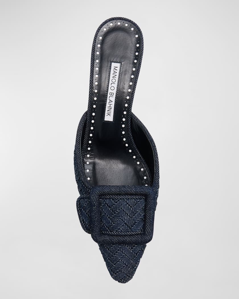 Maysale Denim Buckle Mules