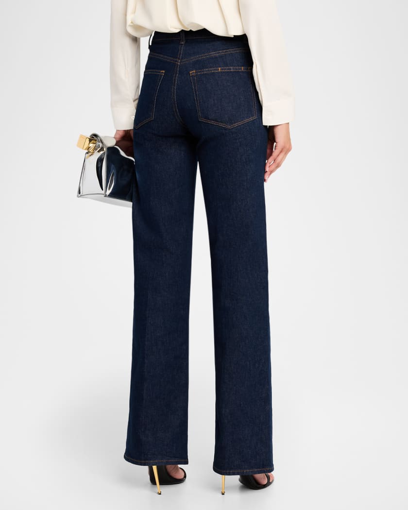 Sasha Wide-Leg Jeans with Embellished Waistband