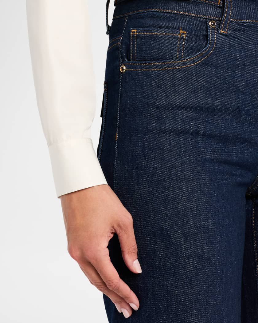 Sasha Wide-Leg Jeans with Embellished Waistband