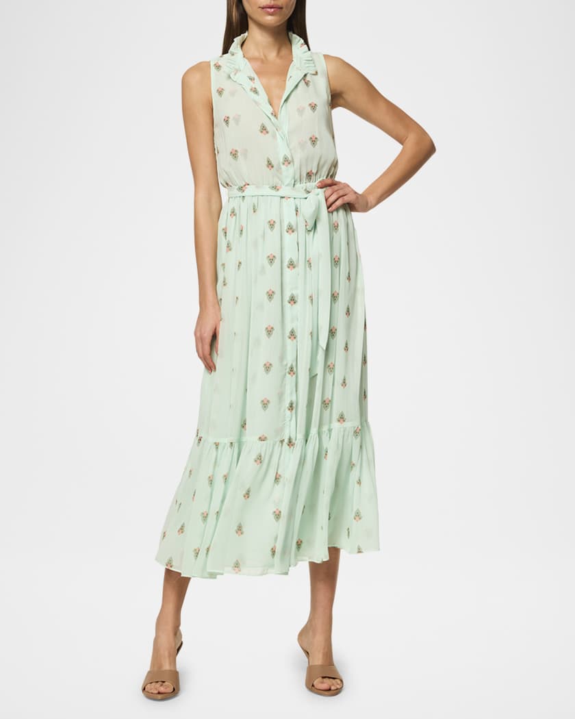 Thebez Ruffled High-Neck Midi Dress