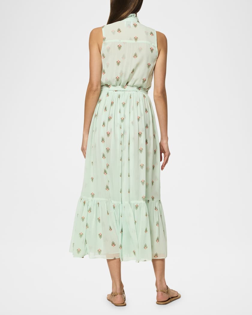 Thebez Ruffled High-Neck Midi Dress