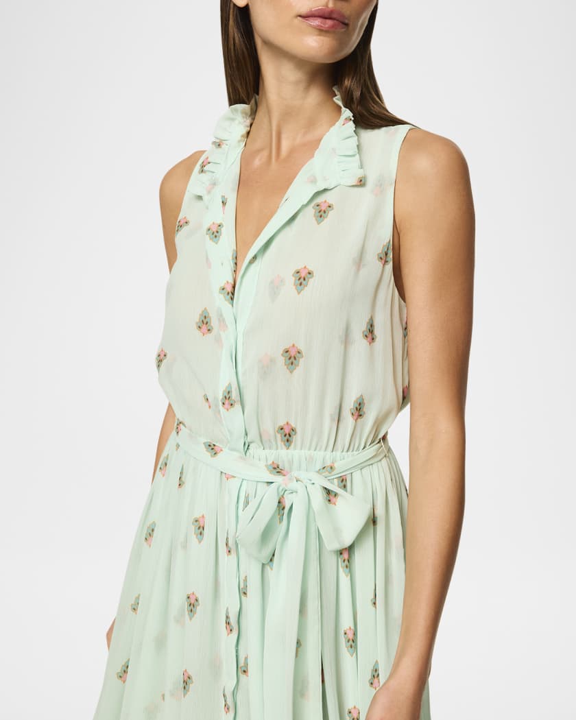 Thebez Ruffled High-Neck Midi Dress